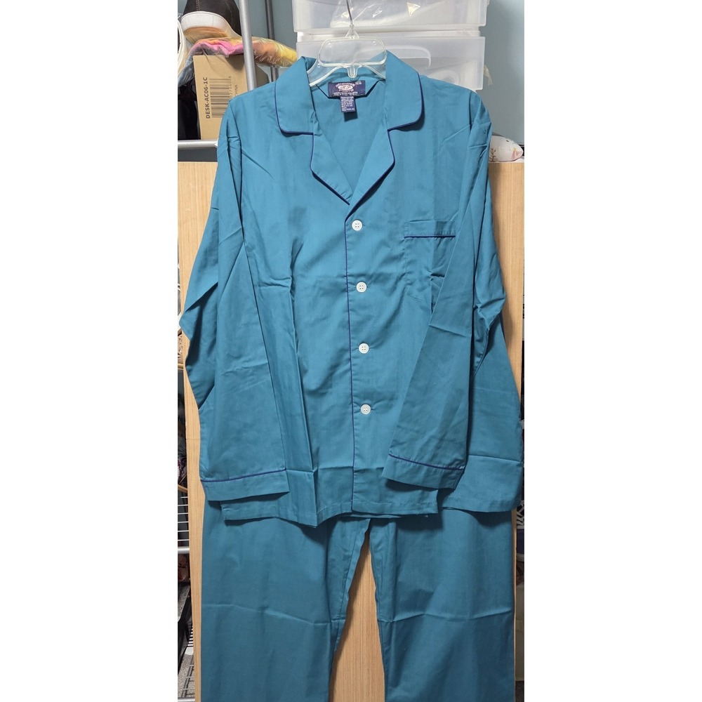 Hemingway Point Mens Sz L Green Pajamas Set Long Sleeve‎ Shirt Long Pants